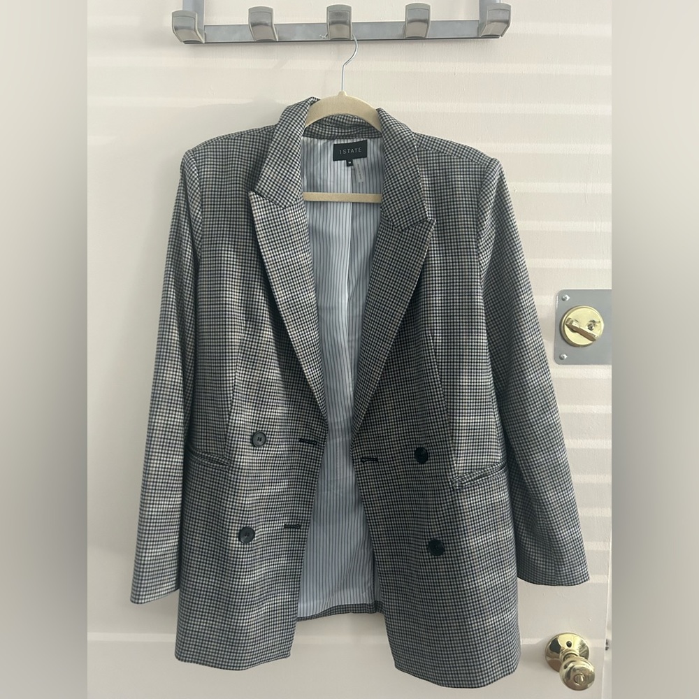 1.STATE Long Double Breasted Blazer